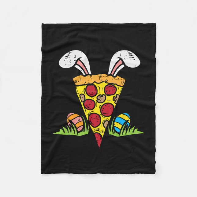 Easter Pizza Slice Bunny Ears Fun Snack Food Lover Fleece Blanket (Front)