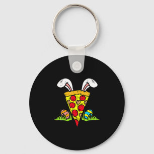 Easter Pizza Slice Bunny Ears Funny Snack Food Lov Keychain