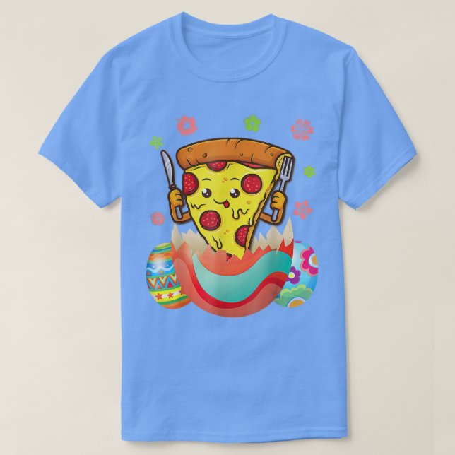 Easter Pizza Slice Bunny Ears Funny Snack Food Lov T-Shirt (Design Front)