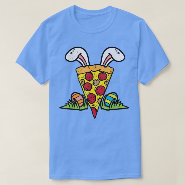 Easter Pizza Slice Bunny Ears Funny Snack Food Lov T-Shirt (Design Front)