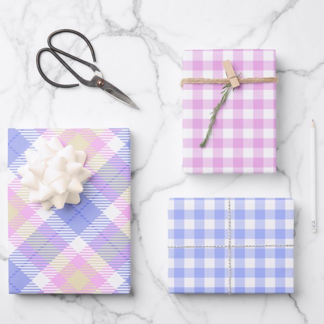Easter Plaid and Gingham Wrapping Paper Sheets (Front)