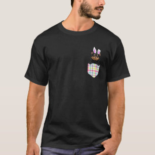 Easter Plaid Black Chihuahua Bunny Dog In Pocket T-Shirt