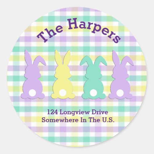 Easter Plaid Easter Classic Round Sticker