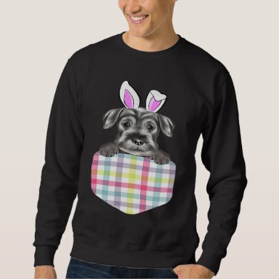 Easter Plaid Standard Schnauzer Bunny Dog In Pocke Sweatshirt