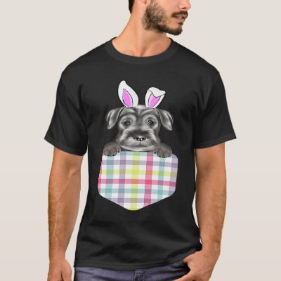 Easter Plaid Standard Schnauzer Bunny Dog In Pocke T-Shirt