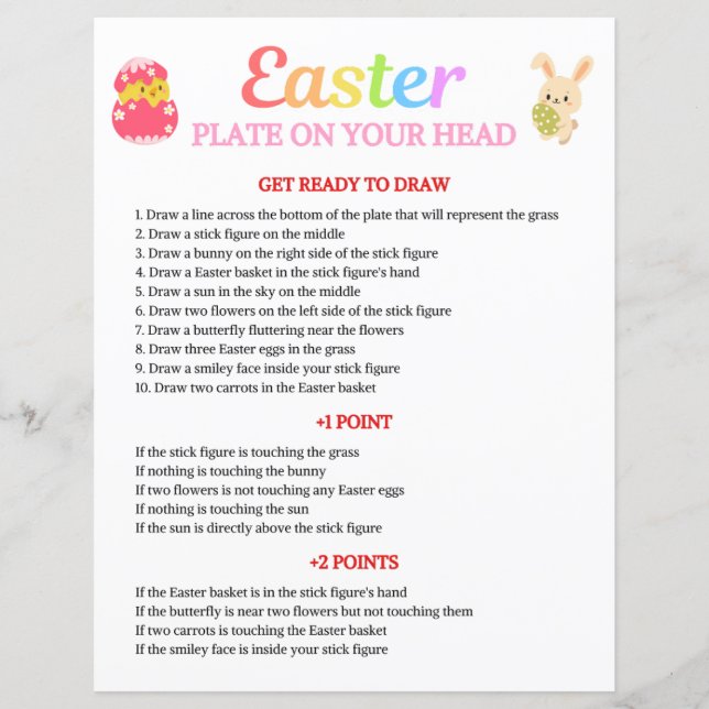 Easter Plate On Your Head Game (Front)