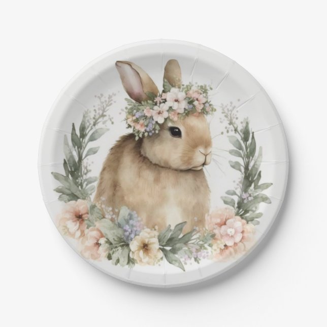 Easter Plates, Easter Dinner Plate, Bunny Paper Plates (Front)