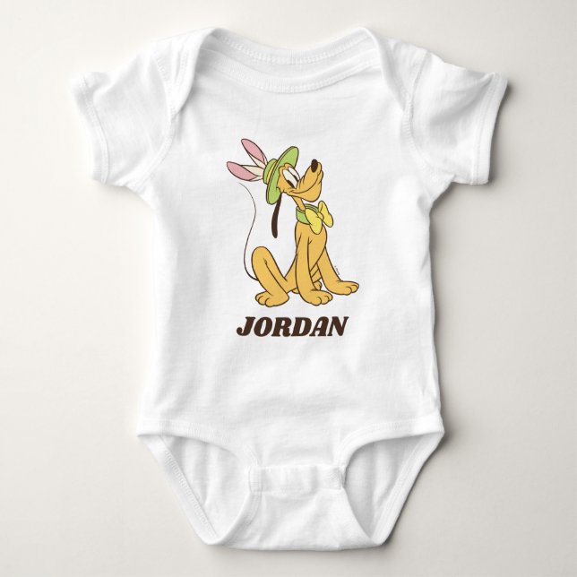 Easter Pluto with Easter Bunny Ears Baby Bodysuit (Front)