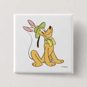 Easter Pluto with Easter Bunny Ears Button