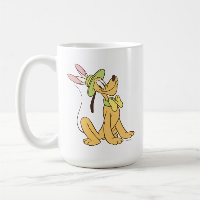 Easter Pluto with Easter Bunny Ears Coffee Mug (Left)