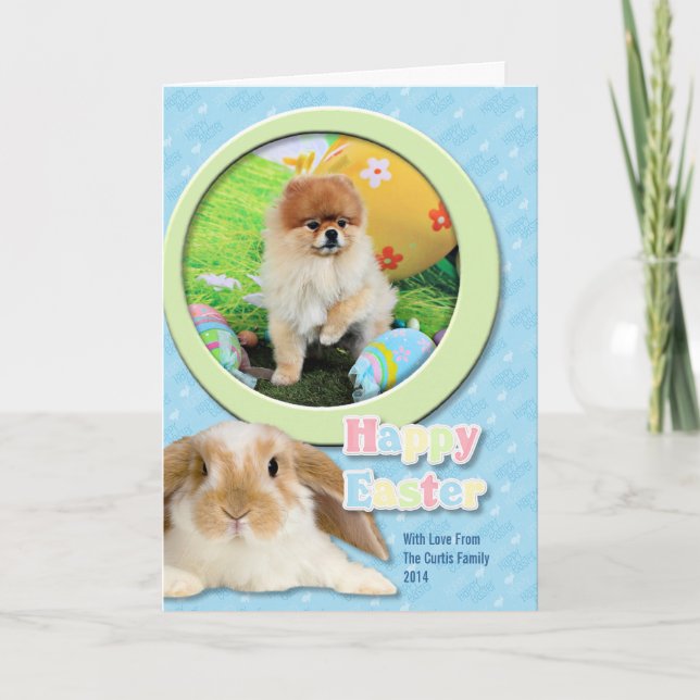 Easter - Pomeranian - Dexter Holiday Card (Front)