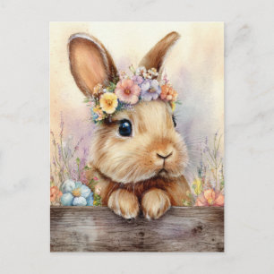 Easter Postcard with Easter Eggs and Bunny