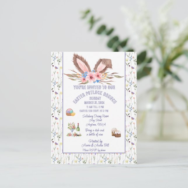 Easter Potluck Brunch Invitation (Standing Front)