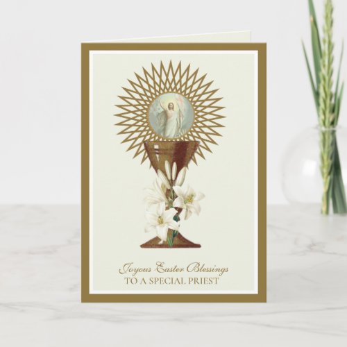 Easter Prayer Catholic Priest Vintage Resurrection Holiday Card