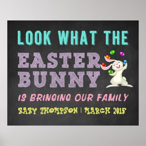 Easter Pregnancy Announcement Chalkboard Sign
