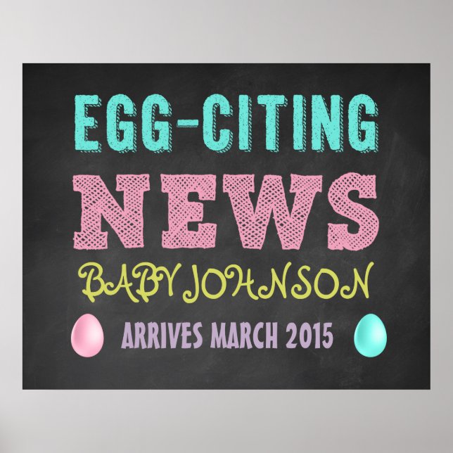 Easter Pregnancy Announcement Chalkboard Sign (Front)