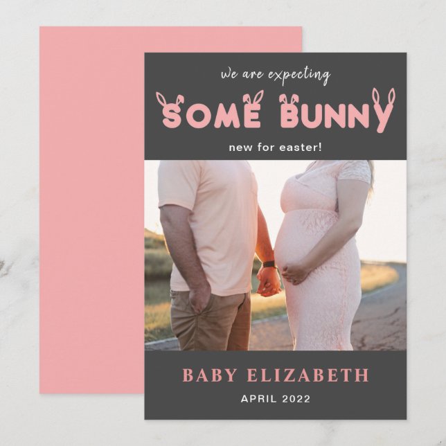 Easter pregnancy announcement photo funny bunny (Front/Back)