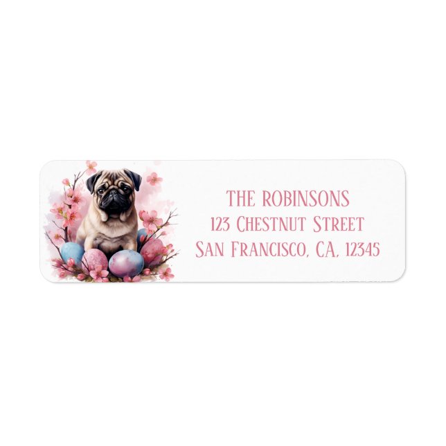 Easter Pug Chocolate  Eggs and Flowers -   Label (Front)