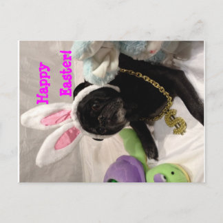 Easter Pug postcard