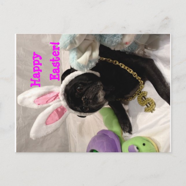 Easter Pug postcard (Front)