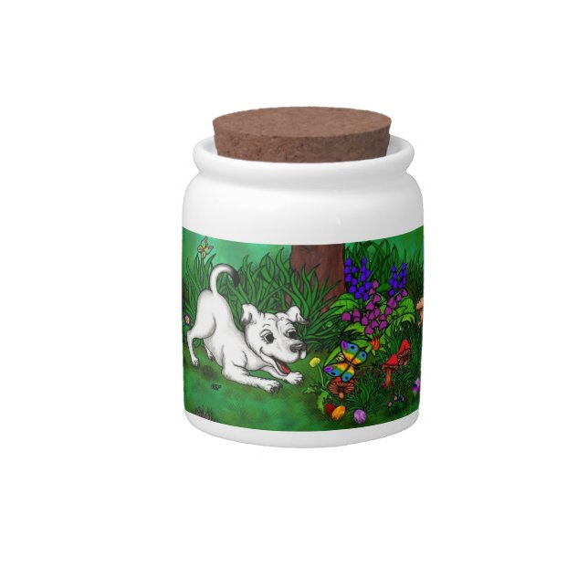 Easter - Puppy Capo and Butterfly Candy Jar (Front)