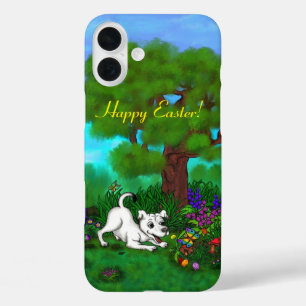 Easter - Puppy Capo and Butterfly iPhone 16 Plus Case