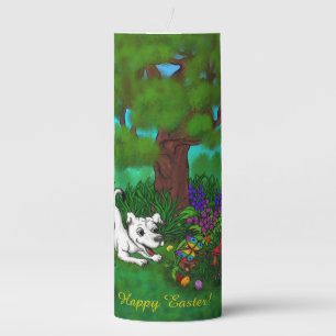 Easter - Puppy Capo and Butterfly Pillar Candle