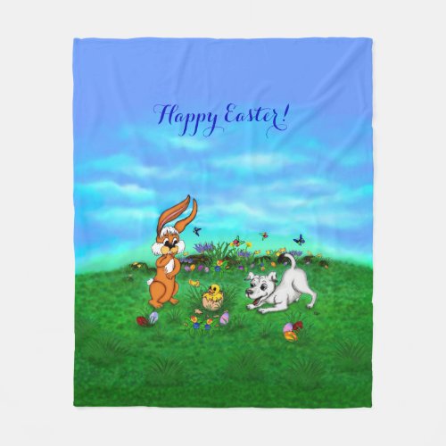 Easter _ Puppy Capo Rabbit and Chick Fleece Blanket