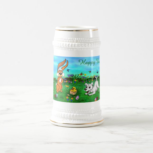 Easter - Puppy Capo with Rabbit and Chick Beer Stein (Center)
