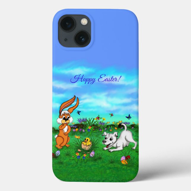 Easter - Puppy Capo with Rabbit and Chick Case-Mate iPhone Case (Back)