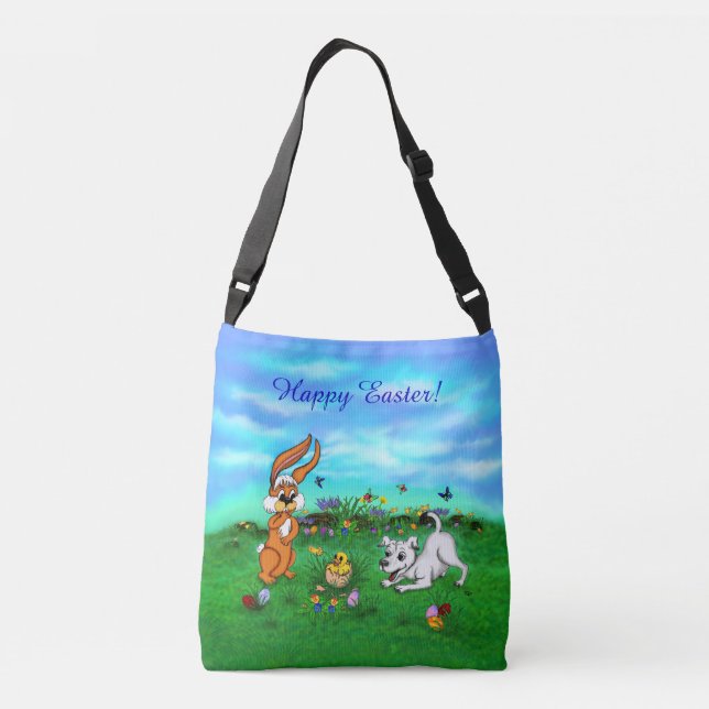 Easter - Puppy Capo with Rabbit and Chick Crossbody Bag (Back)
