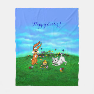 Easter - Puppy Capo with Rabbit and Chick Fleece Blanket