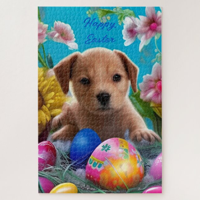 Easter Puppy Flowers and Eggs Holiday  Jigsaw Puzzle (Vertical)
