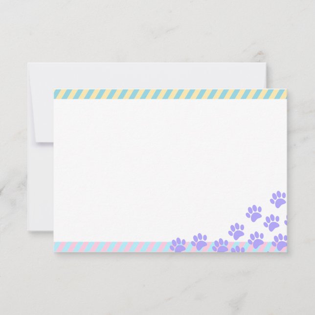 Easter Puppy Paw Prints Blank Note Card (Front)
