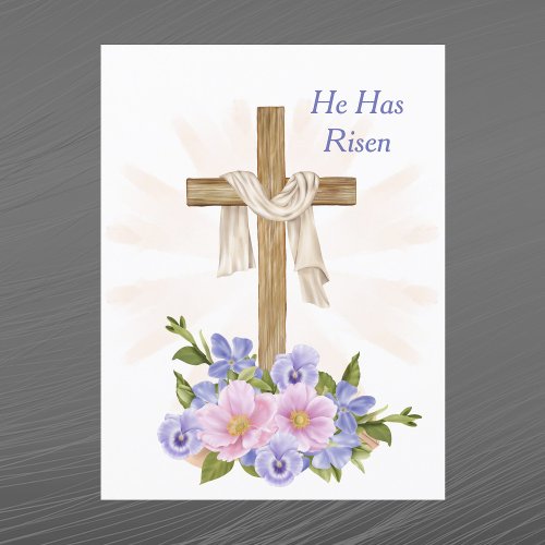 Easter Purple Cross Christian Floral Holiday Postcard