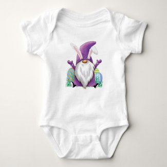 Easter Purple Gnome   Baby Bodysuit