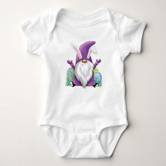 Easter Purple Gnome   Baby Bodysuit (Front)