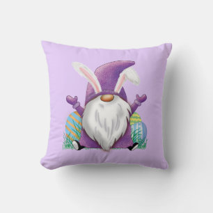 Easter Purple Gnome    Throw Pillow