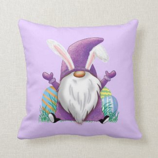 Easter Purple Gnome    Throw Pillow