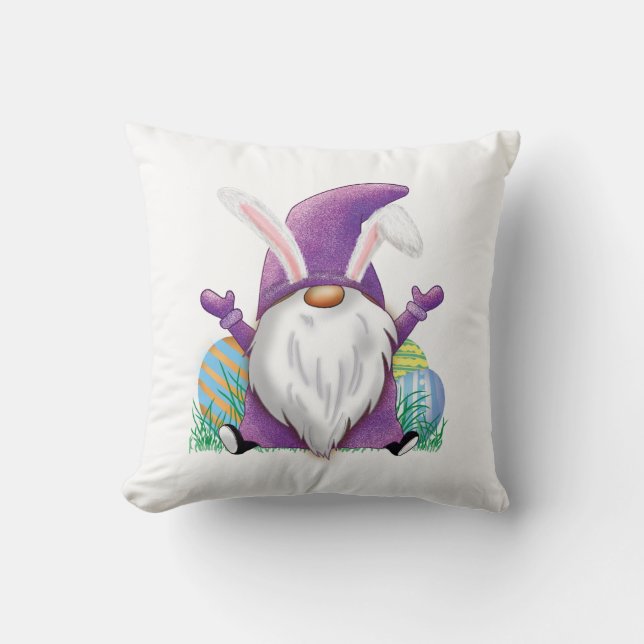 Easter Purple Gnome    Throw Pillow (Front)