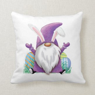 Easter Purple Gnome    Throw Pillow