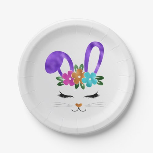 Easter Purple Rabbit Face Paper Plates