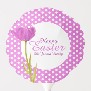 Easter purple tulip watercolor art polka dot gift balloon