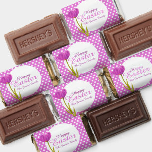 Easter purple tulip watercolor art polka dot gift hershey's miniatures