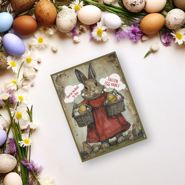Easter Rabbit and Eggs Easter Egg Hunt Holiday Postcard (Creator Uploaded)