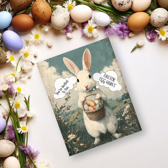 Easter Rabbit and Eggs Easter Egg Hunt Holiday Postcard (Creator Uploaded)