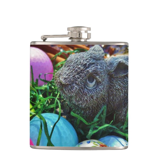 Easter Rabbit and golf ball basket Flask (Front)