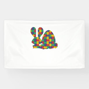 Easter Rabbit Autism Awareness Puzzle Piece Autist Banner