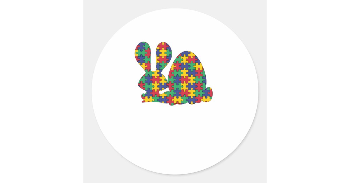 Easter Rabbit Autism Awareness Puzzle Piece Autist Classic Round ...