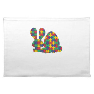 Easter Rabbit Autism Awareness Puzzle Piece Autist Cloth Placemat